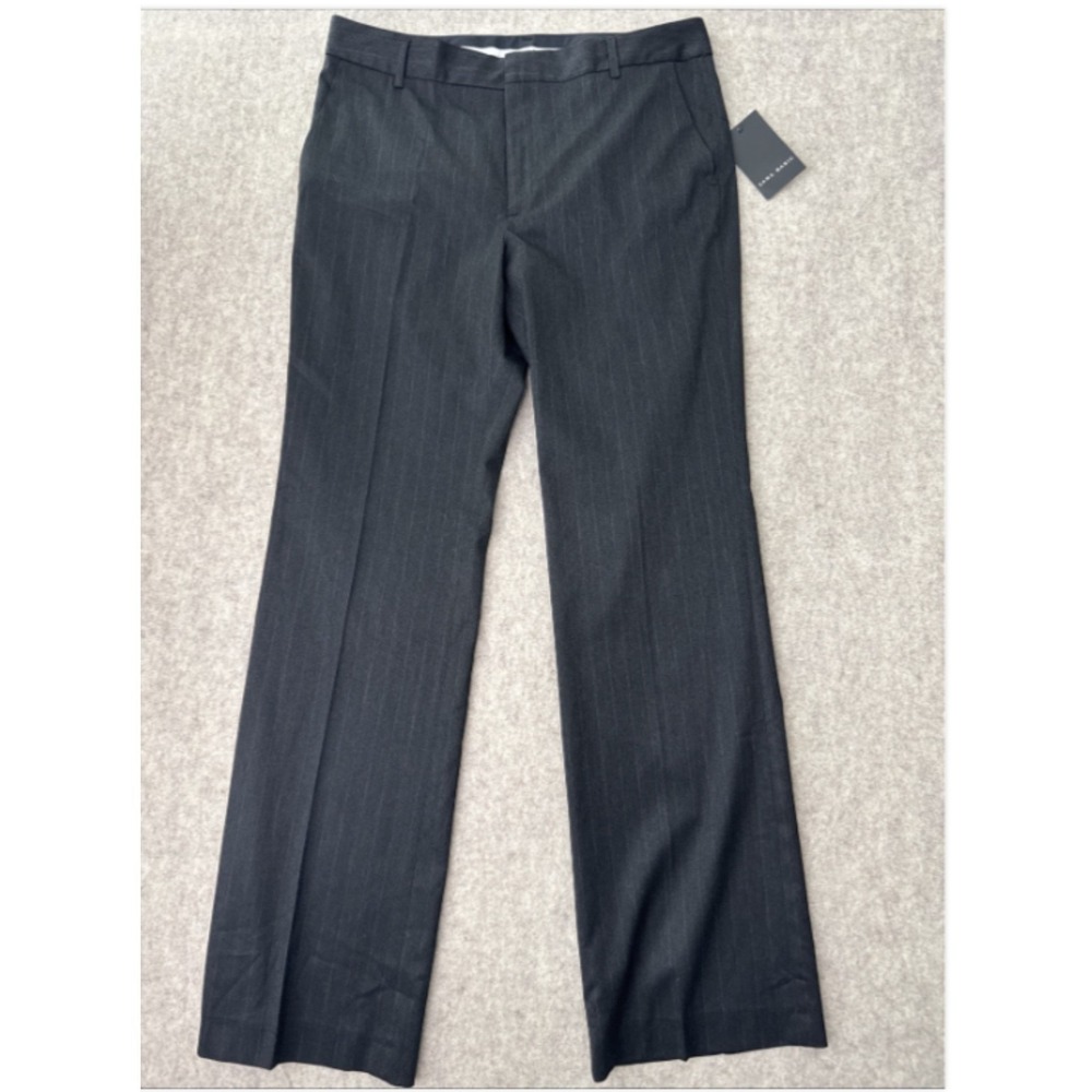 Zara Bootcut Dress Pants Gray Stripe Full Length Womens 12 New